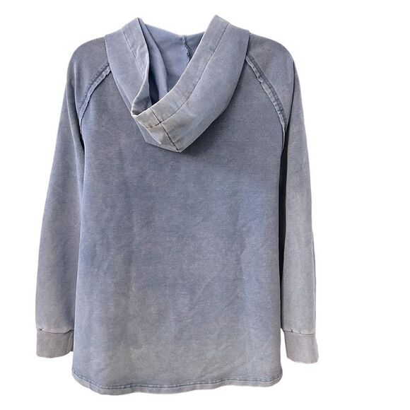 Workshop Republic clothing ~ Blue garment dyed Jacket ~ hi-Lo hem ~ zipped front - Picture 5 of 11